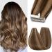 Silk-Co Tape in Extensions Real Hair 55cm Chocolate Brown Balayage 25g 10pcs Tape Extensions Skin Weft Hair Extension Real Hair Hair Extensions Tape Glue 4P27# Chocolate Brown Mix Dark Blond