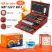 Deluxe Art Set with 186 Art Supplies, 24 Acrylic Paints, Crayons, Colored Pencils, 2 A4 Drawing Pads, 1 Coloring Book - Creative Gift Box for Artists, Beginners, Kids - Brown - Buy Online on GoSupps.com