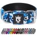 Tspro tactical dog collar 3.8 cm wide dog collar military standard strong dog collar thick dog collar dog collar with stable metal buckle (camo blue-m) M-neck size (adjustable 44.5cm-52cm) camouflage pattern
