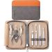 Manicure Set FAMILIFE Gifts for Men Nail Kit Professional Manicure Kit Pedicure Set 7PCS Nail Clipper Set Stainless Steel Nail Clippers Pedicure Kit Mens Grooming Kit Gray Travel Leather Case Portable Orange