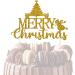 Reusable Christmas Cake Topper Double-Sided Glitter Card Christmas Cake Decorations and Holiday Cake Decorations Glitter and Gold MERRY Christmas in Cursive with Christmas Tree - 3 Little Desserts - Buy Online on GoSupps.com