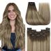 Youngsee real hair Extensions clip balayage clip in extensions real hair brown balayage blond real hair clip in extensions 35cm clip real hair extensions remy hair extensions clip in 120g #3/8/25 cm (7PCs) 1-clip-3/8/22