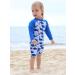 HUAANIUE Baby Girls Long Sleeve One Piece Swimwear UPF 50+ | 5-6 Years | White Blue Whale Design - Buy Online on GoSupps.com