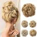 JJstar Messy Hair Bun Curly Wavy Hair Scrunchies Accessories Pieces for Women Girls Synthetic Hair Chignons (Natural Blonde)