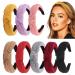DRESHOW 8 Pack Knotted Headbands For Women Wide Turban Headband Yoga Exercise Ribbing Head Wraps Hair Bands Accessories 8 Pack Ribbing CB