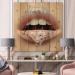 DesignQ Female Lips Gel Wall Decor - Modern Silver Wood Art & Starry Panels on Natural Pine | Large Contemporary Wall Art - Buy Online on GoSupps.com