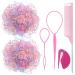 2000 pieces small hair tie girl color mini hair tie elastic hair band with hair tie cutter hair tail tools stem comb pink
