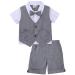 mintgreen Two-Piece Baby Boys Gentleman Suit Infant Outfit Sets Short Sleeve with Pants 0-5 Years 3-4 Years Dark Grey