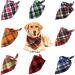 WOVTE 8 Pack Triangle Dog Bandana Reversible Plaid Painting Bibs Scarf Washable and Adjustable Kerchief Set for Dogs Cats Pets
