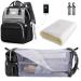 SndMor diaper bag backpack diaper backpack with bed function of large multifunctional diaper bag with diapering stroller hook suitable for mom and dad black and gray