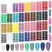 384 Pieces Full Wraps Nail Polish Stickers Kalolary 32 Sheets Solid Glitter Color Nail Wraps Self-Adhesive Nail Decals Stick on Nail Strips with 5 Nail Files for Women Girls DIY Nail Art Decoration Nail stickers