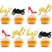 24pcs - Boy Or Girl Cupcake Toppers Red & Black Glitter Baby Shower Cupcake Picks Heels Or Motorcycle/He Or She Cake Decorations for Gender Reveal/First Birthday Party