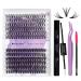 DIY LASH Extensions Set Cluster Lashes DIY Easy extension at home lash bond and Seal DIY eyelashes Extensions Bond and Seal DIY eyelash cluster (20d+30d-d CURL) KIT (12-16) mm Kit-20d+30D-D CURL