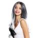 WIG ME UP ZM-1830 Ombre Balayage Long Ladies Wig - Stylish Black White & Grey Middle Parting Hairpiece for International Shipping - Buy Online on GoSupps.com