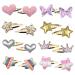 Gingbiss 8 Pairs/16 Pack Hair Clips for Girls, Star/Crown/Heart/Butterfly Shaped Kids Hair Barrettes, Cute Hair Clips Metal Snap Hair Pins Sparkly Hair Styling Accessories for Girls Kids