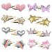Hair clips girl Gingbiss 16 pieces star/heart/heart/butterfly shaped children hair clips sweet hair clips metal snappy snappy-clamping glittering hair styling accessories for girls children