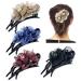 Dizila 4 Pack Decorative Sparkly Pearl Crystal Mesh Double Flower Hair Clips Claws Duckbill Hair Barrettes Hair Pins Clamps Bun Updo Holders Accessories for Women Girls