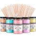 Misskandy Candy Floss Sugar for Machine/ Pack of 5 x 300 g 1.5 kg / Flavours: Strawberry Vanilla Pineapple Caramel Chewing Gum/Powder Barbapapa + 50 Sticks of 30 cm (Gift) (Gold Pack)