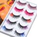 5 Pairs Colored Eyelashes Set, Halloween Cosplay Eyelashes Faux Mink Blue Pink Fake Eyelashes Colorful Eyelashes for Costumes Parties Festivals Style-2
