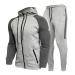 Hanxiulin jogging suit men's sports clothing fashionable sports suit pants jacket set jogging pants with hooded jogger sports pants and training jacket XL A