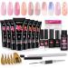 TopDirect Poly Gel Nail Kit 8 Colours Poly Gel 15 ml with White & Silver Liner Gel Polish 100 False Nail Tips Base Top Coat Builder Gel Nail Kit Full Set for Beginners Gift for Women Mix-1