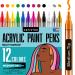 ARTISTRO 12 Acrylic Paint Pens for Fabric Canvas Rock Glass Wood - 3mm Medium Tip Paint Markers-Ideal Art Supplies for Adults and Kids 12 Pack Medium Tip