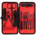 ZIZZON Manicure set Personal Care  Nail Clippers Set  Professional Pedicure set Grooming kit 12 in 1 Gift for Men Husband Boyfriend Parents and Women Elder Patient Nail Care (Black-red)
