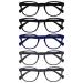 Opulize pop reading glasses 5 Pack Keck round matt frame spring hinges scratch-resistant black blue gray men women rrrr2-11377 +3.00 black black blue gray gray +3.00 diopters
