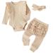 UUAISSO Baby Girls Clothes Cow Letter Print ruffled Long Sleeve Tops and Pants Infant Clothing Outfits Gifts 9-12 Months Apricot