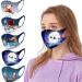 Riou 5 pieces Mouth protection with motif washable cotton breathable dustproof mouth and nose protection face covering for women men (Z-19)