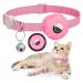 For Airtag cat neck band integrated reflective kitten neck band with Airtag holder puppy cat neck band with bell light tracker cats collars for girls young cats le rosa bell luminous pink