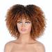 ANNIVIA 10inch Short Curly Wig for Black Women - Ombre Brown Afro Kinky Curly Wig with Bangs - Synthetic Fiber Full Wig - Buy Online on GoSupps.com