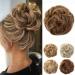 JJstar Messy Hair Bun Curly Wavy Hair Scrunchies Accessories Pieces for Women Girls Synthetic Hair Chignons (Brown Blonde)