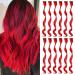 Red colored hair extensions clip in for girls 17 inch colorful curly wavy hair extensions for party highlight hair accessories hair parts for children women (12 pcs red)