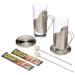 Gift set coffee 3 in 1 with 2 glasses coasters and drinking straw spoons