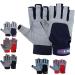 MRX BOXING & FITNESS Sailing Gloves with 3/4 Finger and Grip for Men and Women, Great for Kayaking, Workouts and More Blue/Grey Blue, Grey Medium