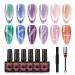 BURANO Cat Eye Gel Nail Polish - Magnetic Cats Gel Polish 6 Colors Set Holographic Cateye Nail Polish Gel with Magnet Pink 9D Eyes Tiger Gel Set (Pink)