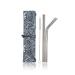 Stainless Steel Reusable Metal Straws - 4 Pack 8.5 inch Portable Food Grade Small Waves