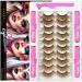 Magnetic Eyelashes Colored Eyelashes for Halloween Party Cosplay Makeup Kit 10 Pairs Color Magnetic Cat Eye Lashes with Eyeliner Full Volume Brown Look 18-23MM Fake Eyelash Cruelty-Free & Vegan