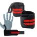 Rodzina Power Weight Lifting Wrist Wraps Supports Gym Training Fist Straps - Sold as Pair & One Size Fits All, Red and Black