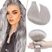 SEGO Tape Extensions Human Hair Extensions Adhesive Hairpieces Straight 100% Remy Hair 10pcs Grey 12"(30cm)-25g
