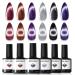 Modelones Cat Eye Gel Nail Polish 6 Colors Holographic 9D Cat Eye Glitter Gel Polish Black Red Purple Blue Silver Brown Nail Gel Polish with Magnet Soak Off Led Nail Gel DIY Salon
