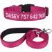 Tagme dog collar and leash personalizing reflective dog collar with 1.5m double -sided reflective dog leash for large dogs hot pink XL (1 Pack) hot pink set