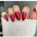 TEN NAILS 24pcs Stiletto False Nails Almond Fake Nails Acrylic Long Tips 12 Sizes with Glue (Matte Metallic Red)
