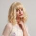 Pretfy Short Wave Blonde Bob Wigs With Bangs Shoulder Short Wig Net Heat Resistant Synthetic Hair Curly Wavy Hair Costume Cosplay Wig Curly Wavy Hair Soft to Touch Gold Yellow Wig(Gold)(#6)
