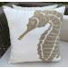 DECOPOW Nautical Decor Pillow Cover 18 Inches - Embroidered Canvas Square Pillow Cover for Nautical Style Decor (Wheat-Seahorse) - Buy Online on GoSupps.com