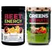 Nutrology Greens & Fruits Powder-Naturally Sourced Superfood Vanilla Cinnamon (30 Servings) Beet Natural O2 Pre Workout Powder Passion Fruit Flavor (30 Servings)