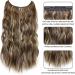 Invisible Wire Hair Extensions | Adjustable Transparent Secret Wire Hair Pieces with Clips | 20 Inch Synthetic Wavy Blonde Highlighted Medium Brown Hair for Women - Buy Online on GoSupps.com