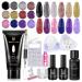 Poly Gel Nail Kit with UV Lamp 12 Glitters and 68ml Clear Poly Nail Gel Starter Kit for Poly Gel Nail Extension DIY Home Glitter Poly Gel Kit nail kit for beginners with everything