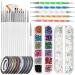 Fandamei brush for gel nails nail art brush set 15 pieces nail brush 5 pcs. Dotting pen rhinestones nails ultra thin nail silklettes 10 roller strip strip nails for nail art manicure set white